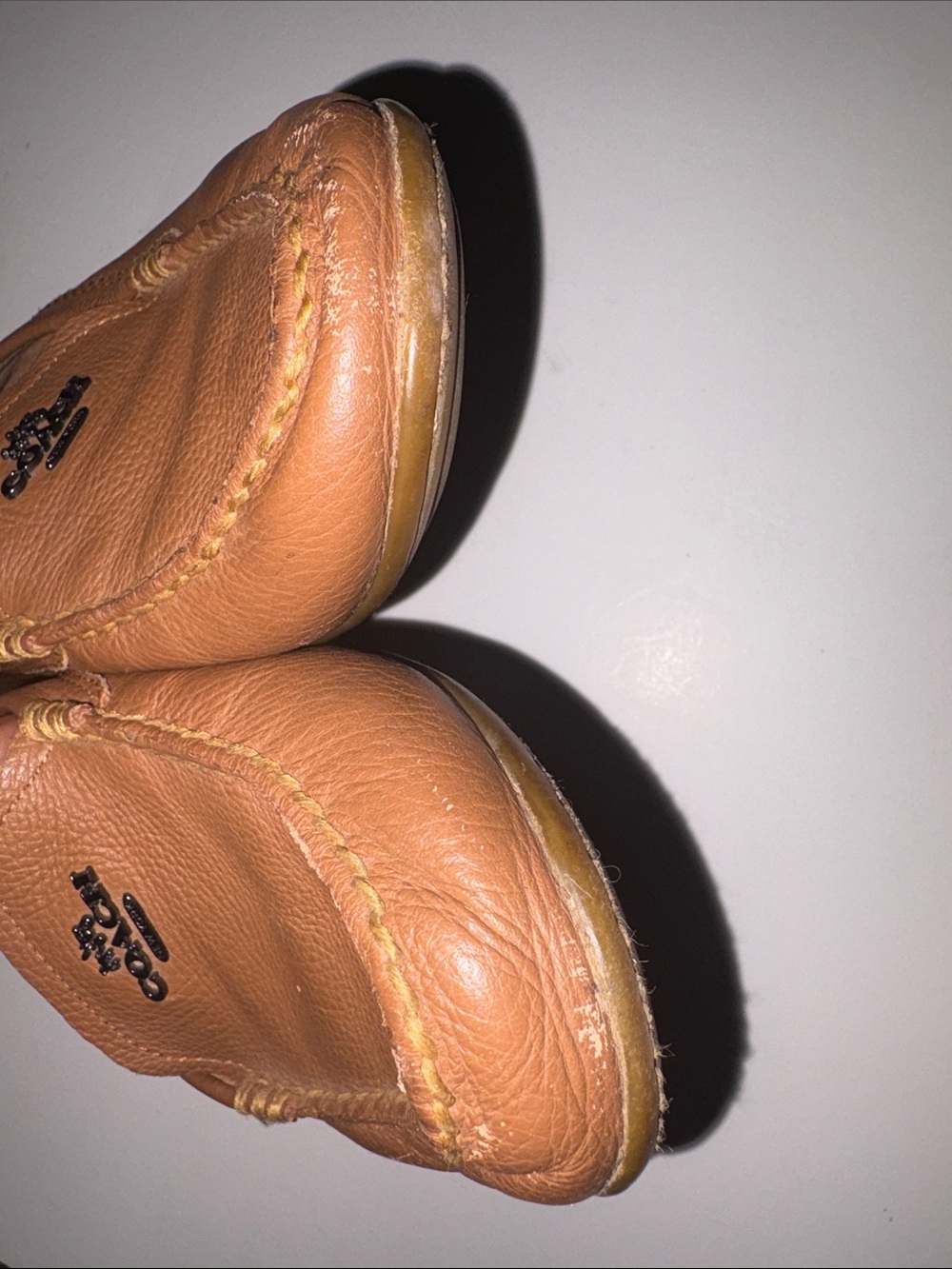 COACH Women's Brown Tan Leather Moccasin Loafers MARY LOCK UP size 10 - Picture 6 of 12
